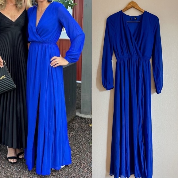 13. Lulus Wondrous Water Lilies Royal Blue Maxi Dress - Picture 4 of 16